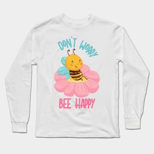 Cute Bee Sitting on a Pink Flower Long Sleeve T-Shirt